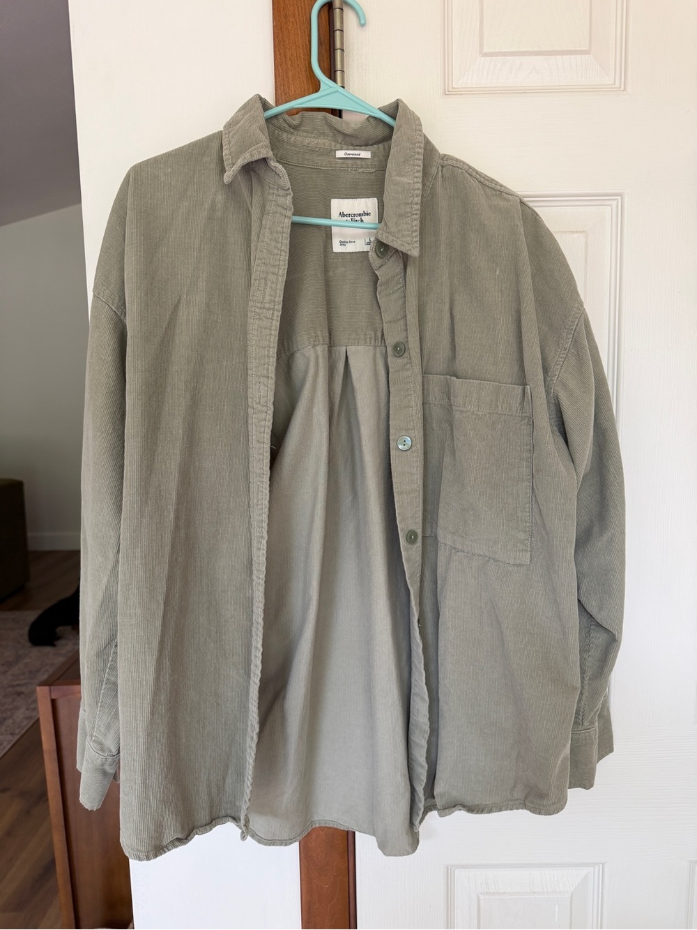 Abercrombie & Fitch Sage Green Corduroy Button-Down Shirt